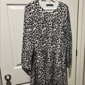 Allegra K Black and White Leopard Print Dress